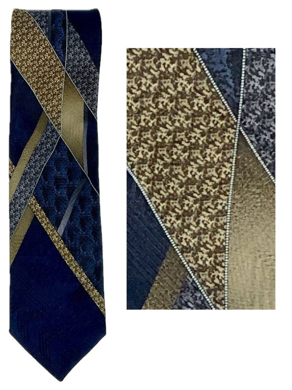 Towncraft Mens Tie Blue with Grey and Tan Modern Classic Neckwear